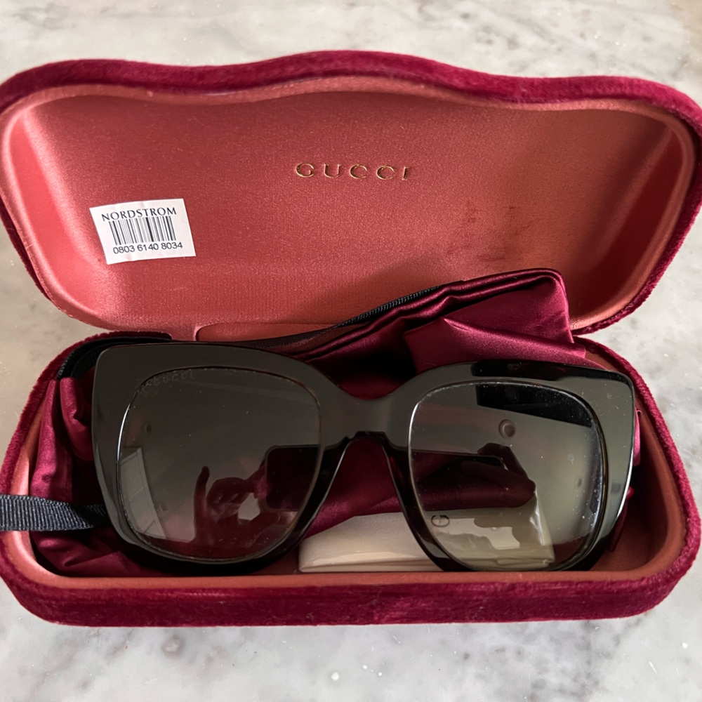 Gucci Black Sunglasses with Elegant Red Case